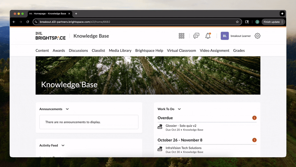 Launching a Breakout Learning assignment in D2L