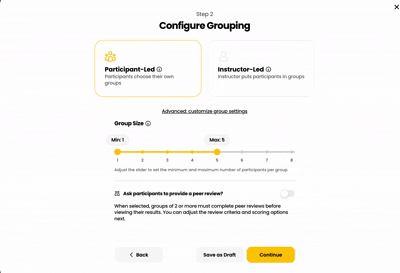 Configuring peer reviews for an experience